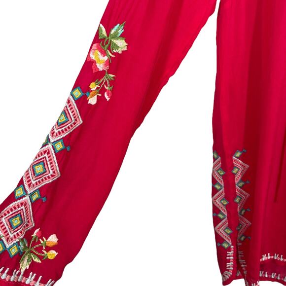 Johnny Was Vanessa Blouse Small Pink Embroidered Long Sleeve Tunic Boho Luxe - Picture 4 of 6